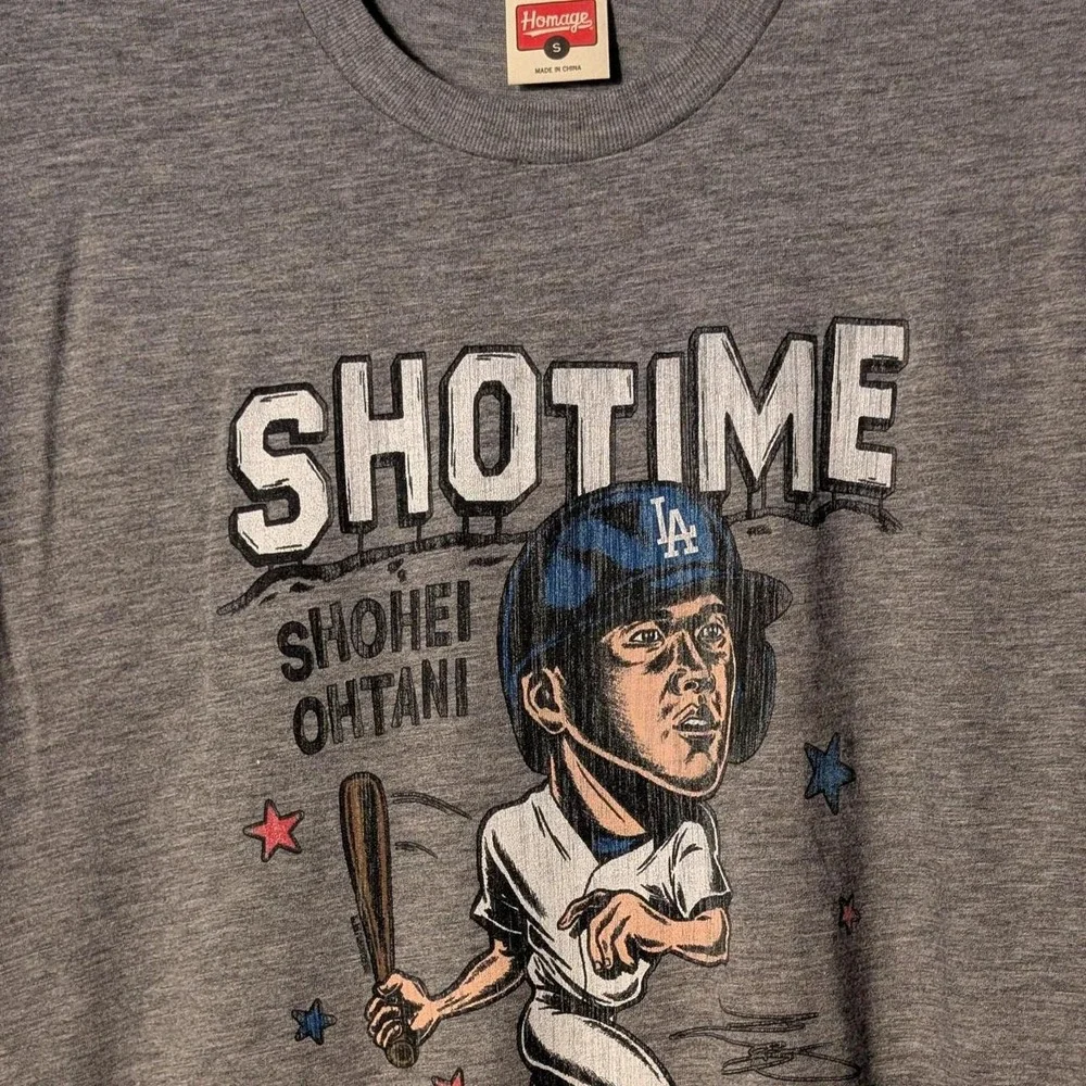 Homage Shohei Ohtani Los Angeles Dodgers Shotime Gray Graphic T-Shirt Mens S